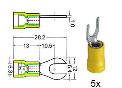 RTA 151.414-0 Gabelschuhe isoliert Ø 6mm gelb